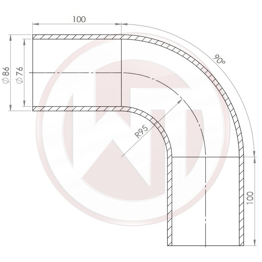 Wagner Tuning Ø76mm Silikonschlauch 90° Bogen schwarz