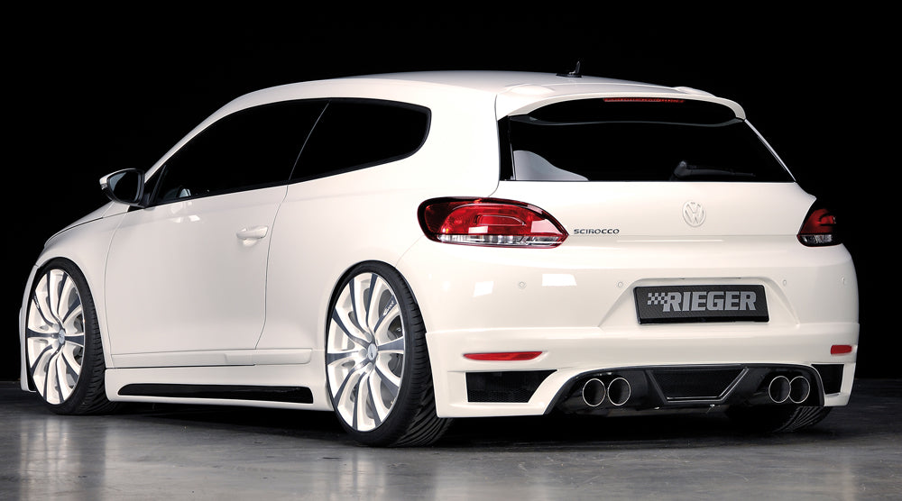 VW Scirocco 3 (13) Rieger ESD, 4x90mm Typ 14, ohne Siebrohreinsatz -092 VW Scirocco 2,0l TFSI 147/155kW 2,0l TDI103kW links, rechts, 4x90mm, ohne Siebrohr, seitl. versetzt, mit Prägung, für RIEGER Heckansatz u. -einsatz, Edelstahl,
inkl. Gutachten