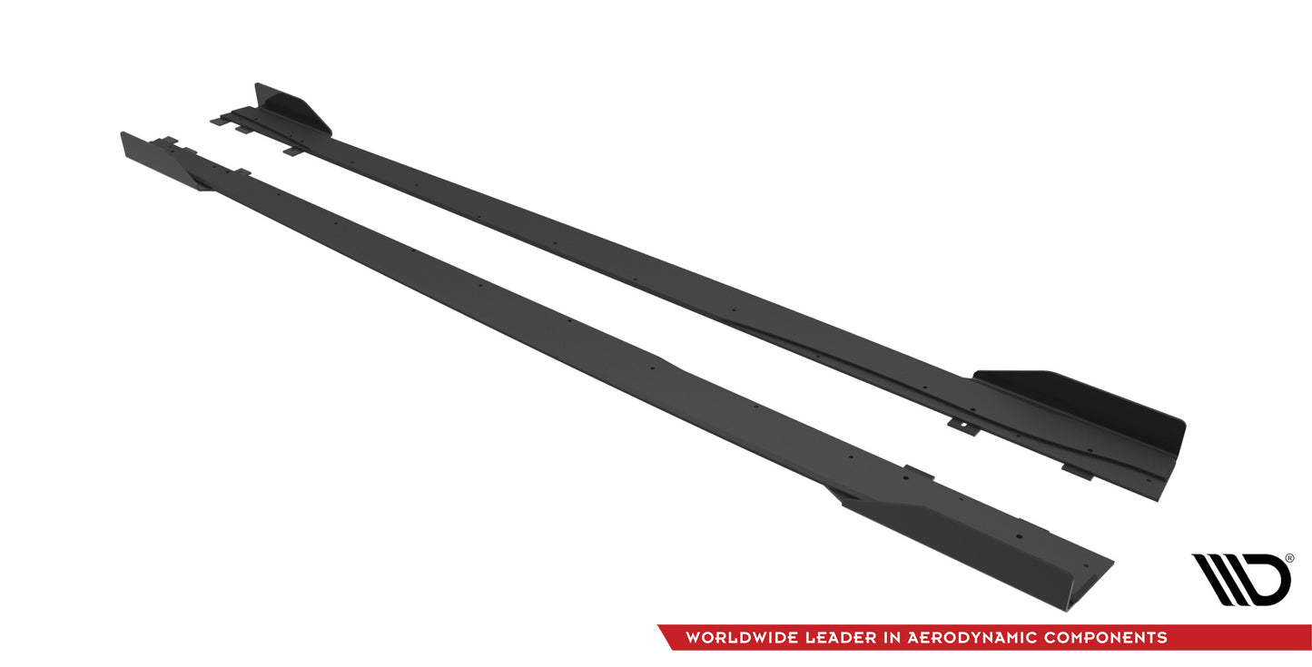 Maxton Street Pro Seitenschweller Ansatz für + Flaps Mercedes A35 AMG / AMG-Line Aero Pack W177 schwarz Hochglanz