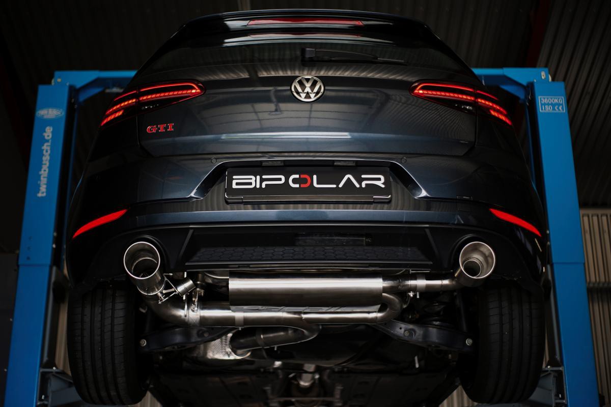 Grail Auspuffanlage Volkswagen Golf 7 GTI 3.5-Zoll Edelstahl Endrohre 114mm an HJS CHHA (VFL+FL) Montage bei Grail