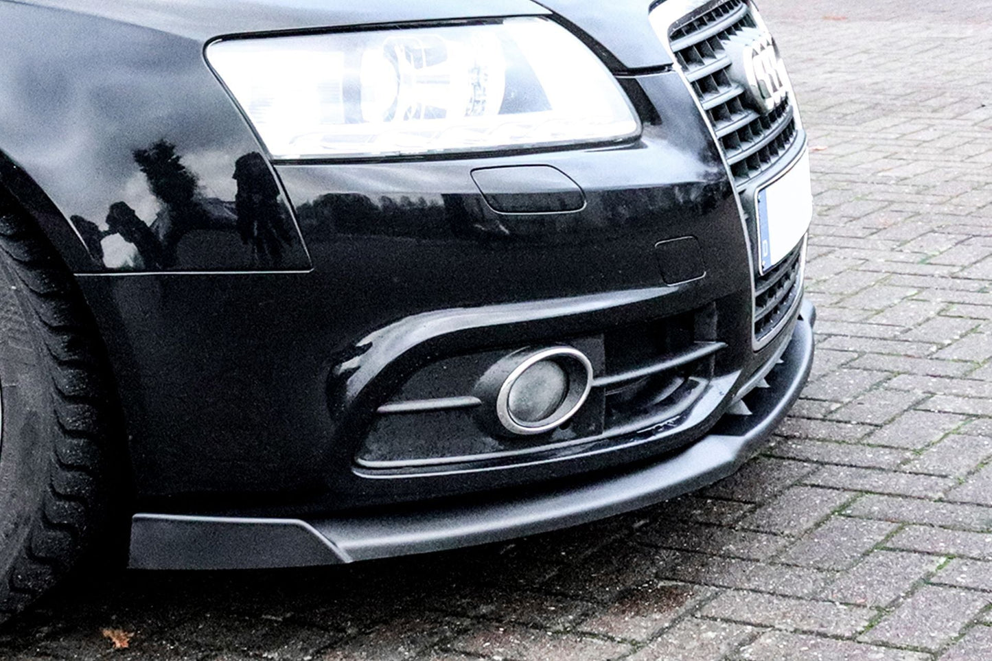 CUP Frontspoilerlippe ABS mit Seitenwing Audi A6 4F mit S-Line Schwarz Glanz