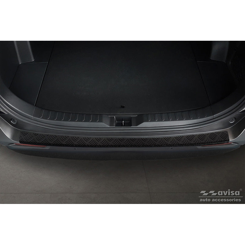 Matt-Schwarz Aluminium Heckstoßstangenschutz passend für Toyota RAV4 (5th Gen.) 2018- & Suzuki Across 2020- 'Riffled Plate'