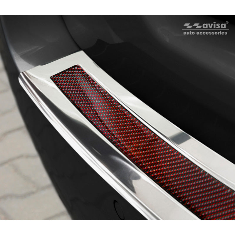 Edelstahl Heckstoßstangenschutz 'Deluxe' passend für BMW 5er F11 Touring 2010-2016 Chrom/Rot-Schwarz Karbon