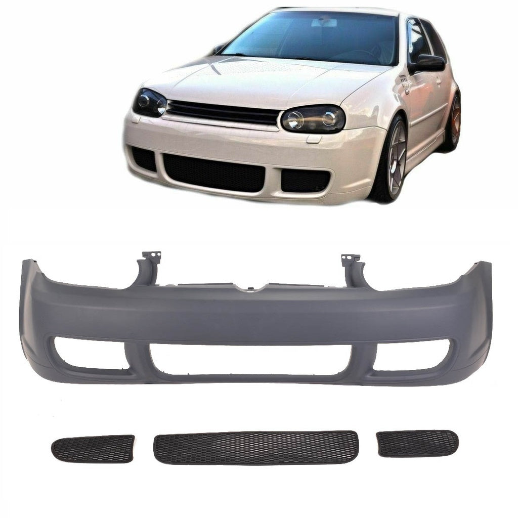 Frontstoßstange mit Kunststoffgitter unlackiert für VW Golf 4 1998-2003 Modell
