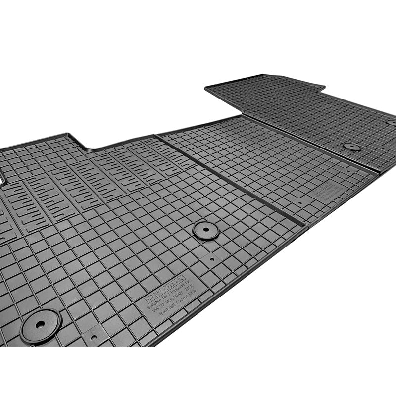 Satz Gummimatten passend für Volkswagen Transporter T7 2022- (nur Vorne) (3-teilig + Montagesystem)