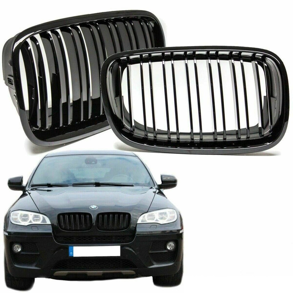Glänzender Schwarzer Doppellinien-Kühlergrill für BMW X5 E70 X6 E71 2006-2013 ABS-Kunststoff