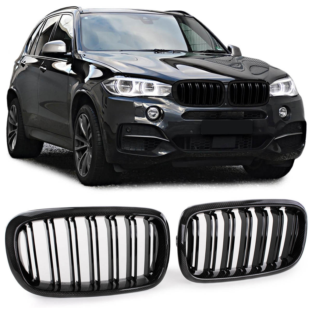 Glänzender Schwarzer Kühlergrill Doppellinie für BMW X5 F15 F85 X6 F16 F86 2013-2018
