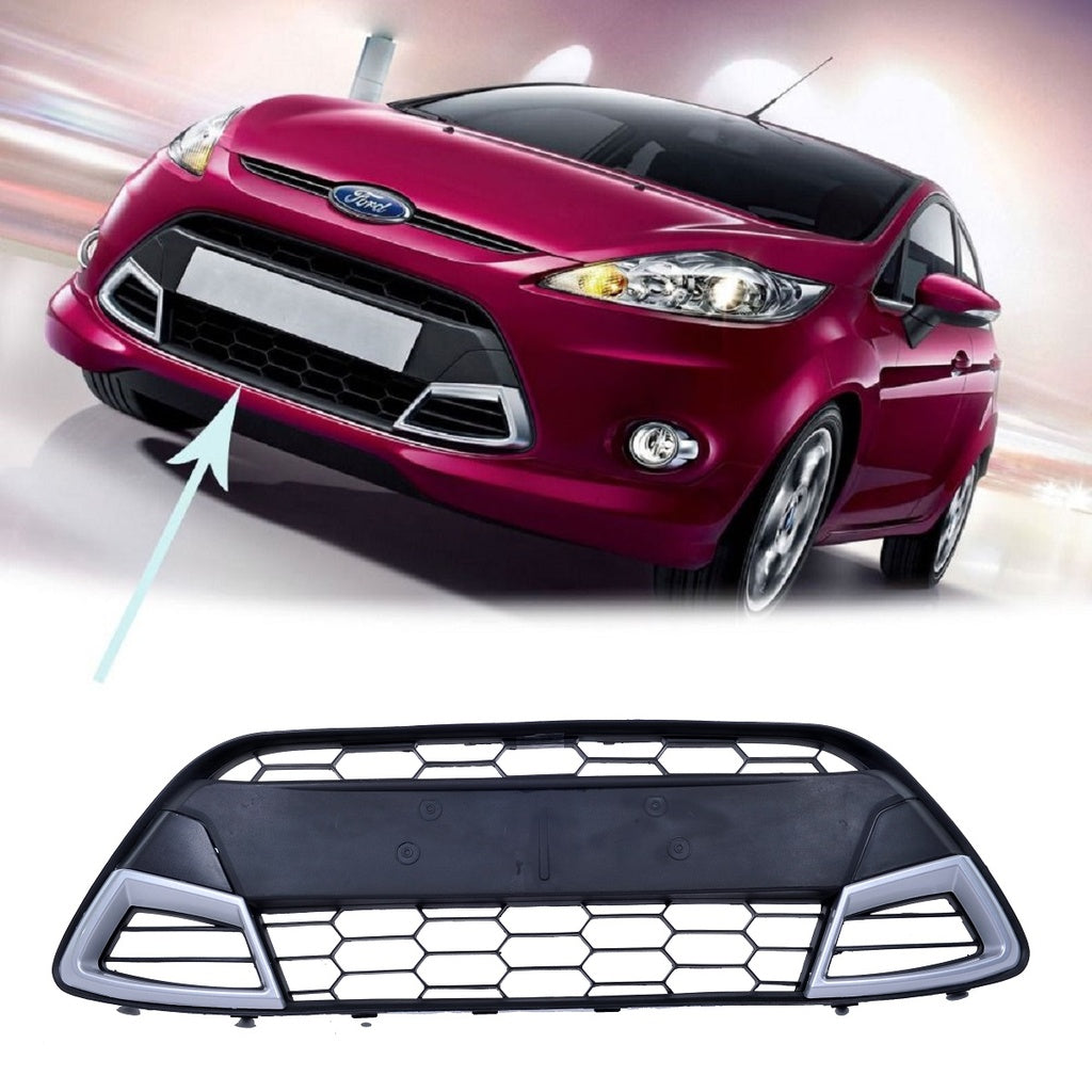 Front Kühlergrill Silber für Ford Fiesta Mk7 2017-2020 aus ABS-Kunststoff