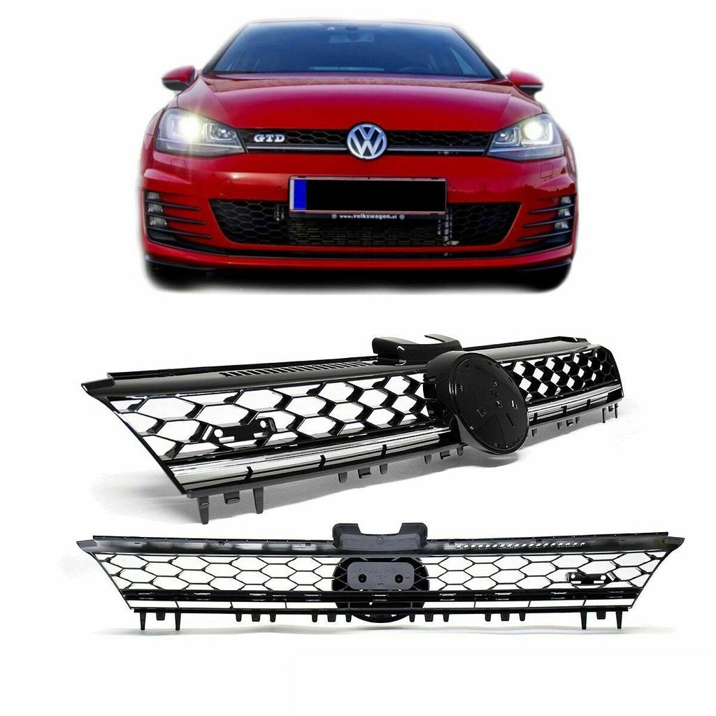Kühlergrill Chrom Schwarz für VW Golf 7 (2012-2016) GTD Modell