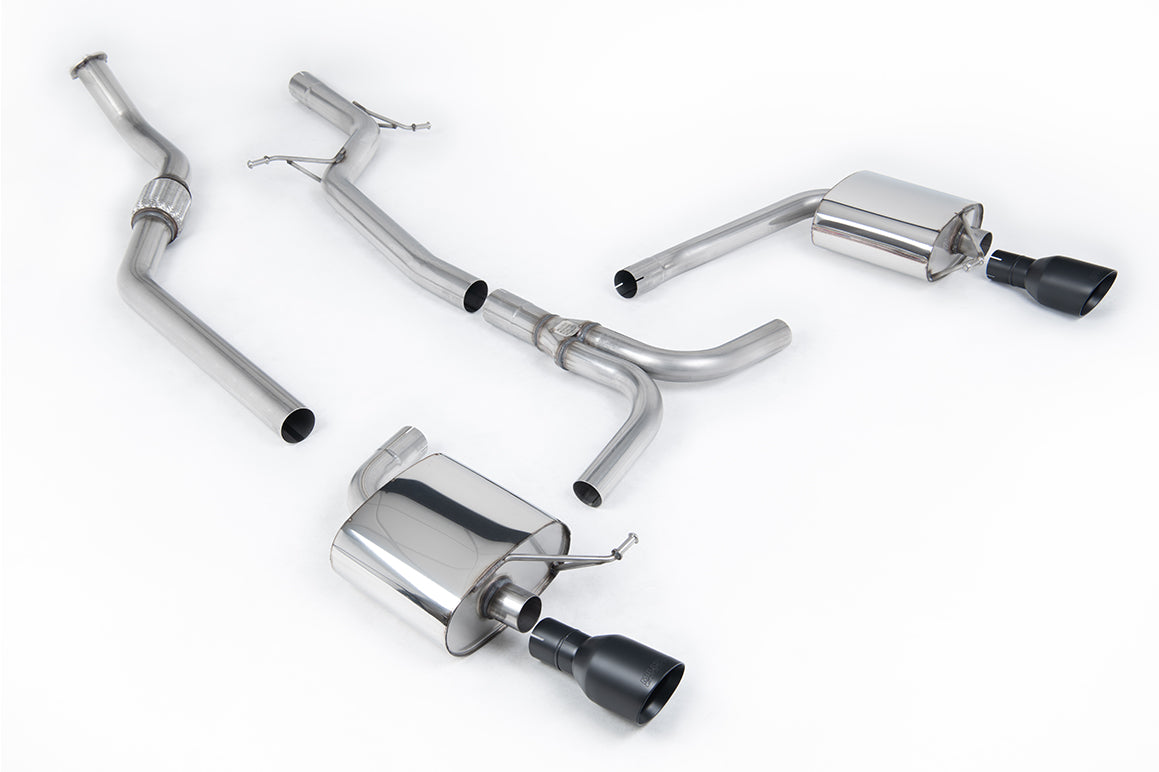 Milltek Sport Auspuffanlage passend für Audi A4 2.0 S line B8 quattro Saloon & Avant - schwarze Endrohre