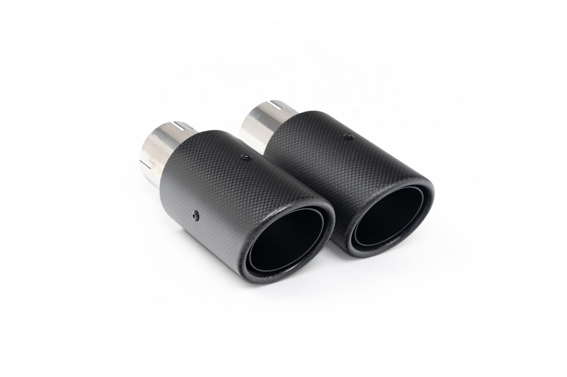 Milltek Sport Abgasanlage passend für Ford Fiesta Mk7/7.5 1.0 mit Zetec S Heckschürze - non-resonated - carbon Endrohre