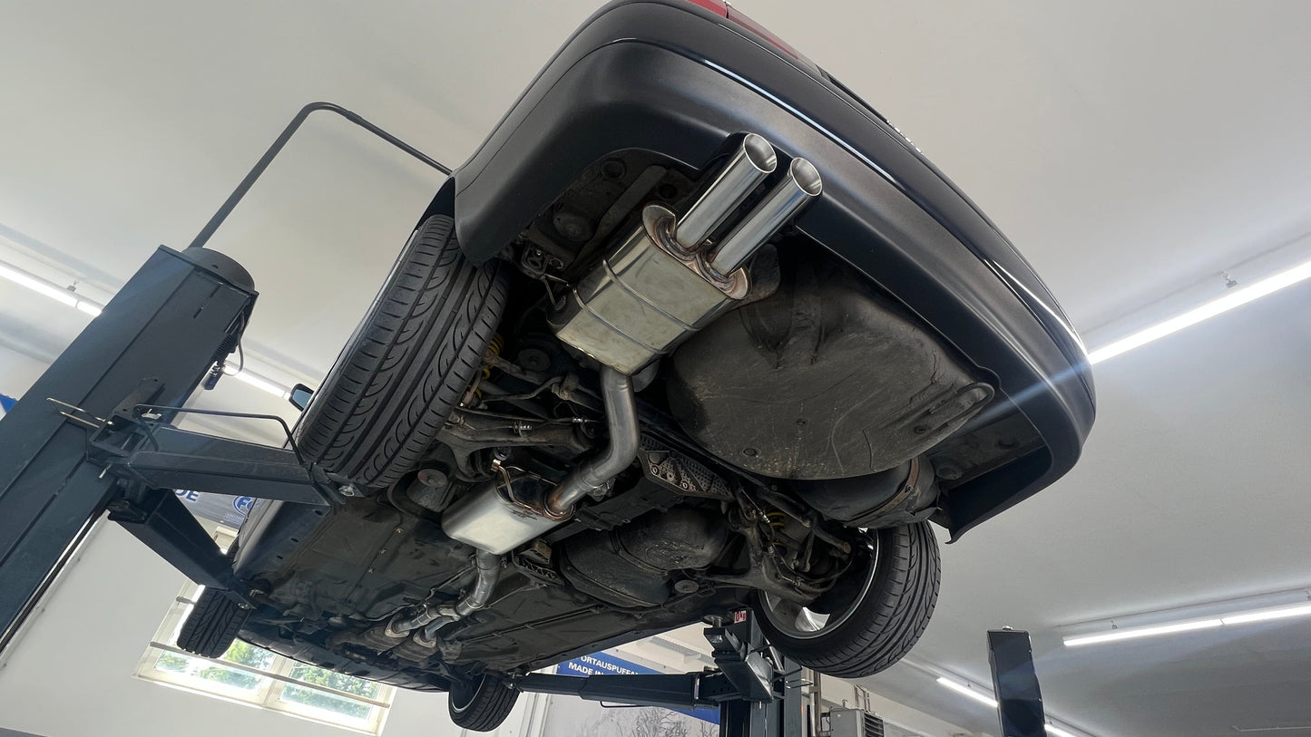 Audi S2 B4 Endschalldämpfer 76mm, Vorschalldämpfer und Y-Verbindungsrohr - 2x80 Typ 25