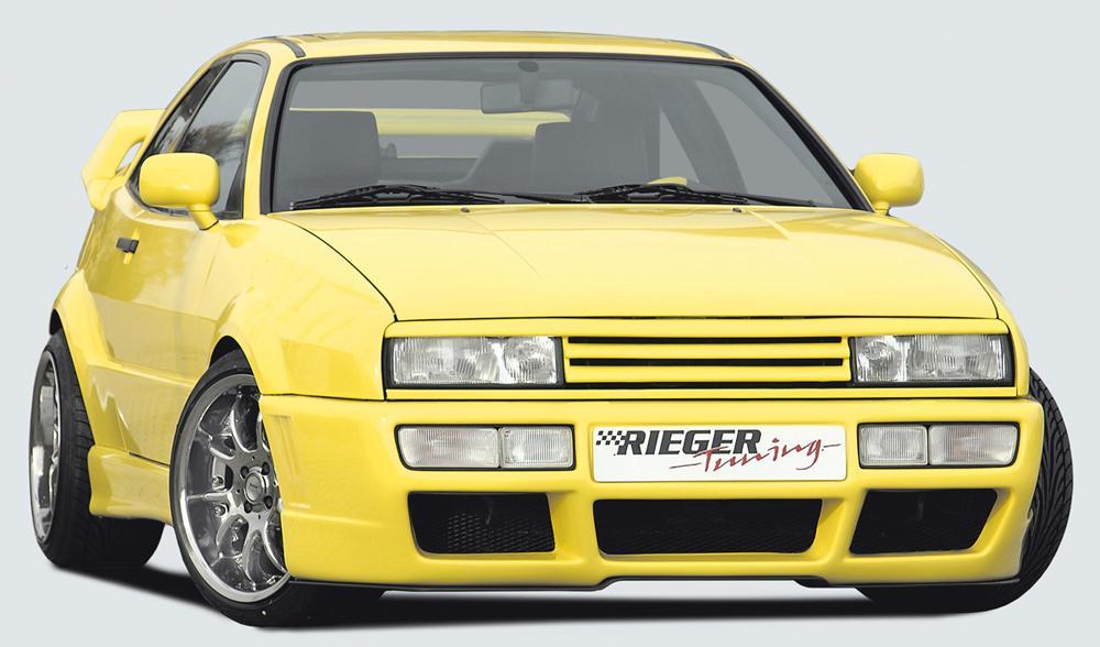 VW Corrado (53I) Rieger Spoilerstoßstange RS-Four Look nur für VR6 mit Lüftungsschlitzen, mit Aussparung für NSW, ABS,
inkl. Alugitter, Gutachten, Montagezubehör