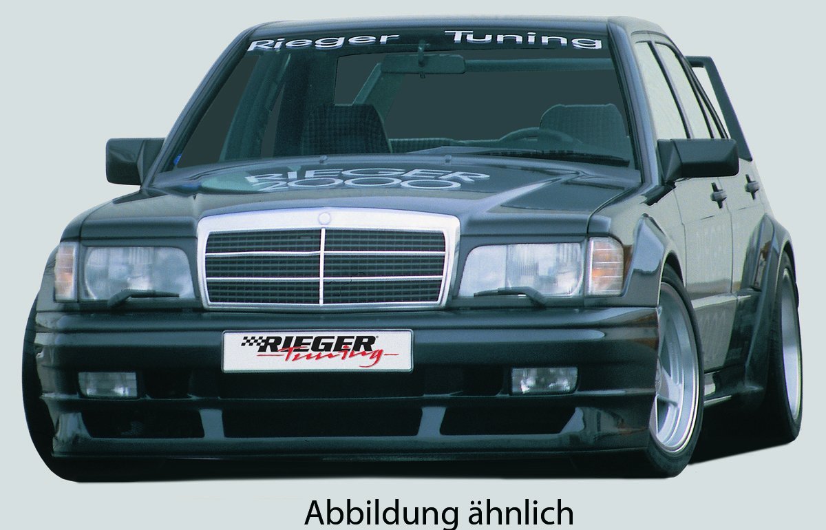 Mercedes 190 (W201) Rieger Spoilerstoßstange ohne NSW-Aussparung, für Fzg. mit Seriengrill GFK,
inkl. Gutachten, Montagezubehör