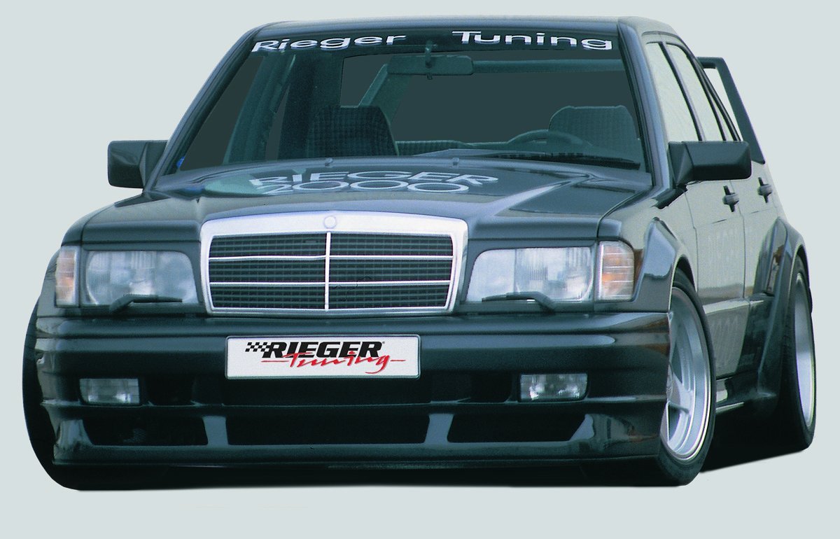 Mercedes 190 (W201) Rieger Spoilerstoßstange für Fzg. mit Seriengrill mit Aussparung für NSW, GFK,
inkl. Gutachten, Montagezubehör