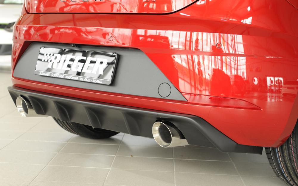 Seat Leon FR (5F) Rieger Heckeinsatz für Sportendrohr li. u. re., (100mm ø), ABS,
inkl. Montagezubehör, Gutachten