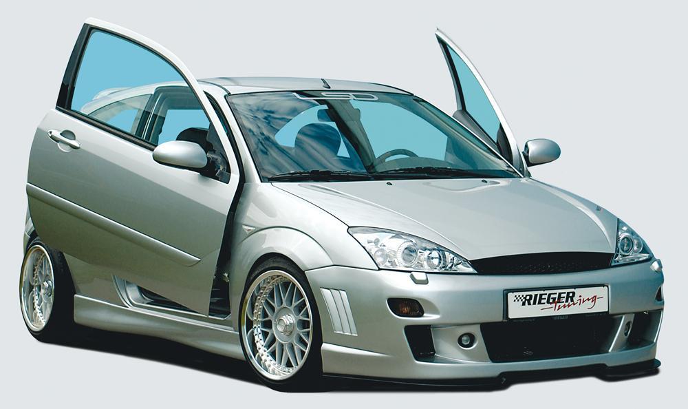 Ford Focus 1 Rieger Spoilerstoßstange -> bis Modell 10/2001 mit Aussparung für Blinkleuchten, mit seitlichen Rippen, ABS, für Fzg. mit Scheinwerferreinigungsanlage,
inkl. Alugitter, Montagezubehör, ABE