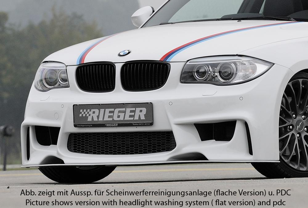 BMW 1er E81 (187/1K2/1K4) Rieger Spoilerstoßstange für flache Version der SWRA ABS, für Fzg. mit Scheinwerferreinigungsanlage,
inkl. Montagezubehör, Alugitter, ABE