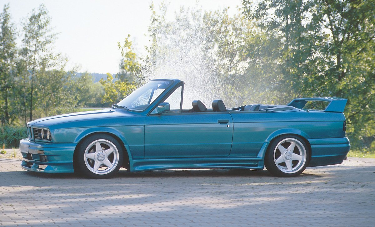 BMW 3er E30 Rieger Seitenschweller links, GFK inkl. Gutachten, Montagezubehör, Aluwinkelleisten