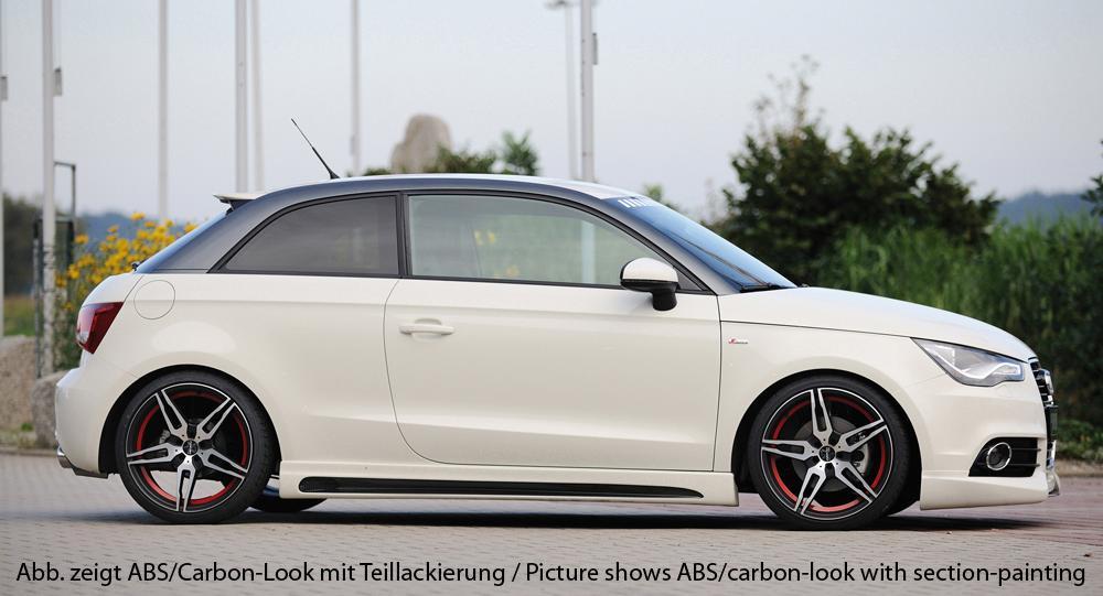 Audi A1 (8X) Rieger Seitenschweller rechts, mit Schacht, mit Ausschnitt, ABS, für Fzg. mit S-Line Exterieur und ohne S-Line Exterieur,
inkl. Alugitter, Montagezubehör, Gutachten