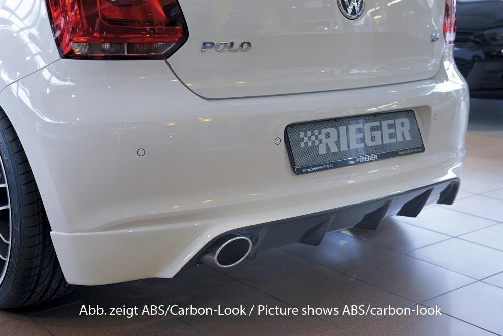 VW Polo 6 (6R) Rieger Heckschürzenansatz für Sportendrohr li., (115x85mm oval), ABS,
inkl. Montagezubehör