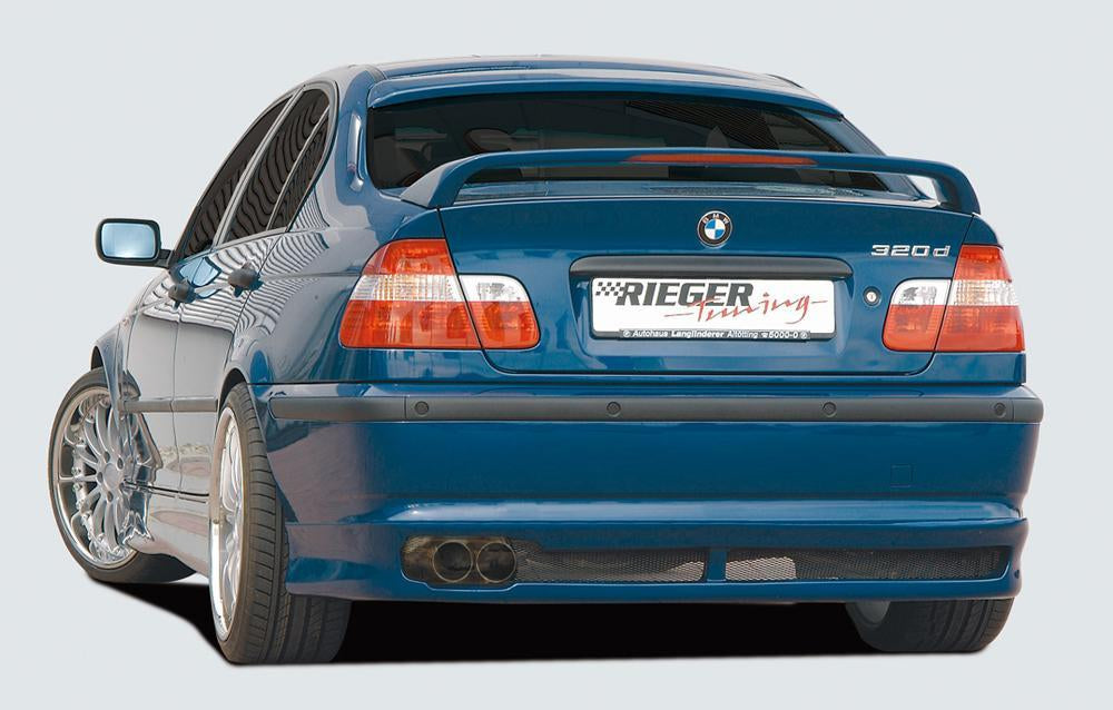 BMW 3er E46 Rieger Heckansatz Bei Dieselmodellen gerade Endrohre verwenden! ABS,
inkl. Alugitter, Gutachten, Montagezubehör