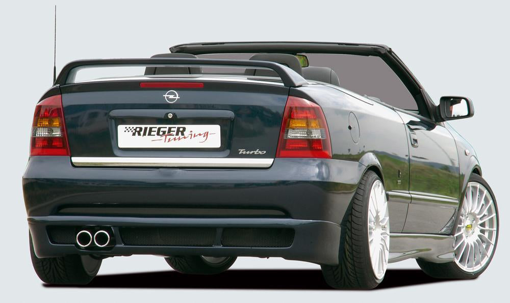 Opel Astra G Rieger Heckansatz passt auch bei Cabrio ABS,
inkl. Alugitter, Gutachten, Montagezubehör