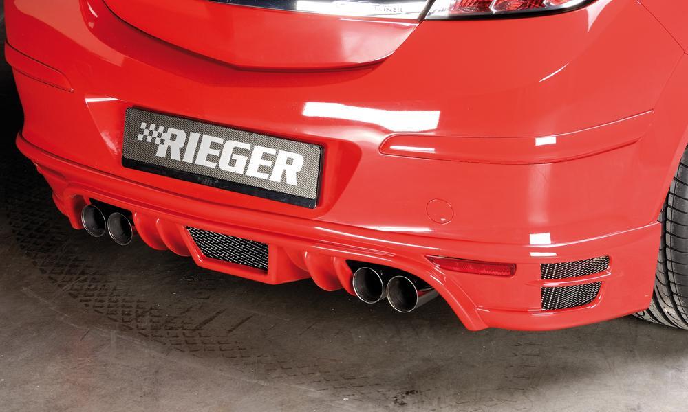 Opel Astra H GTC Rieger Heckansatz nicht für OPC für Doppelendrohr li. u. re., ABS,
inkl. Alugitter, Gutachten, Montagezubehör
