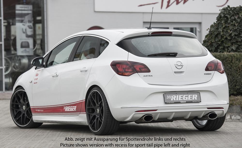Opel Astra J Rieger Heckeinsatz für Sportendrohr li., (140x90mm oval), ABS,
inkl. Montagezubehör, Gutachten