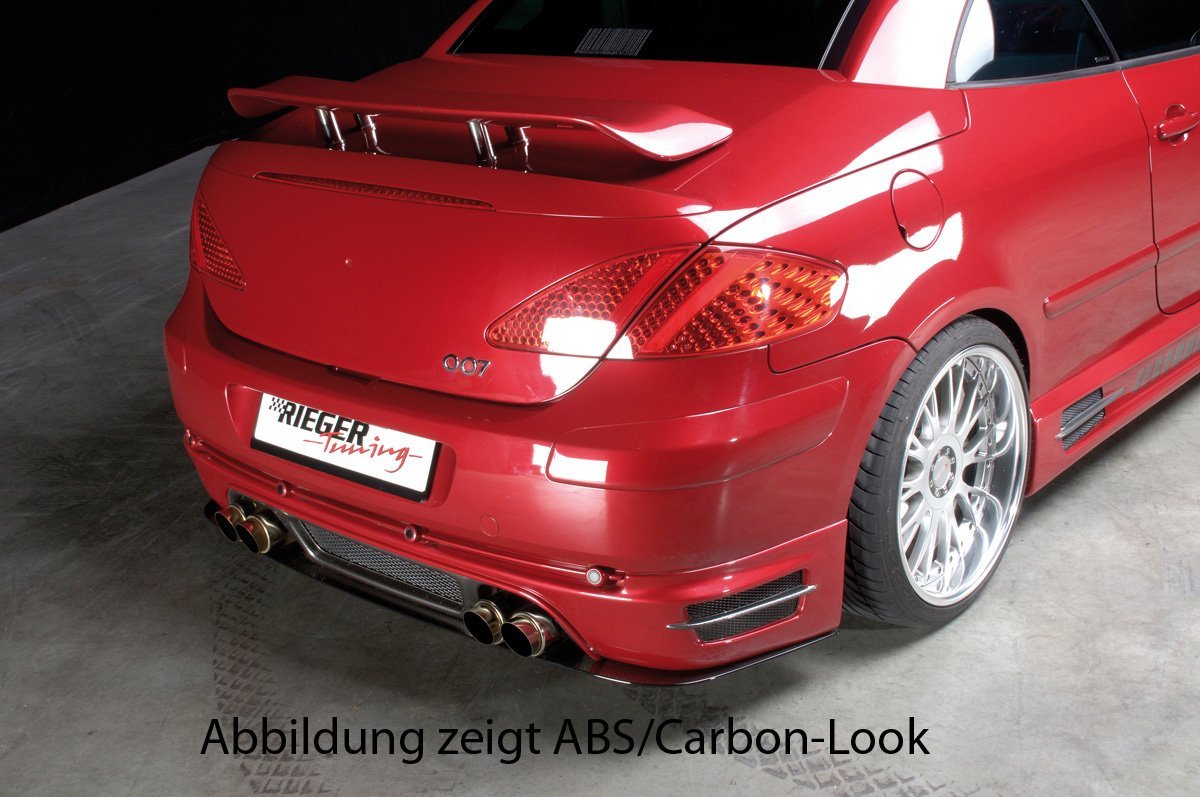 Peugeot 307 Rieger Heckansatz nur für Cabrio und für 4-Rohr-Anlagen! ABS, für Fzg. mit Einparkhilfe (PDC),
inkl. Alugitter, Gutachten, Montagezubehör