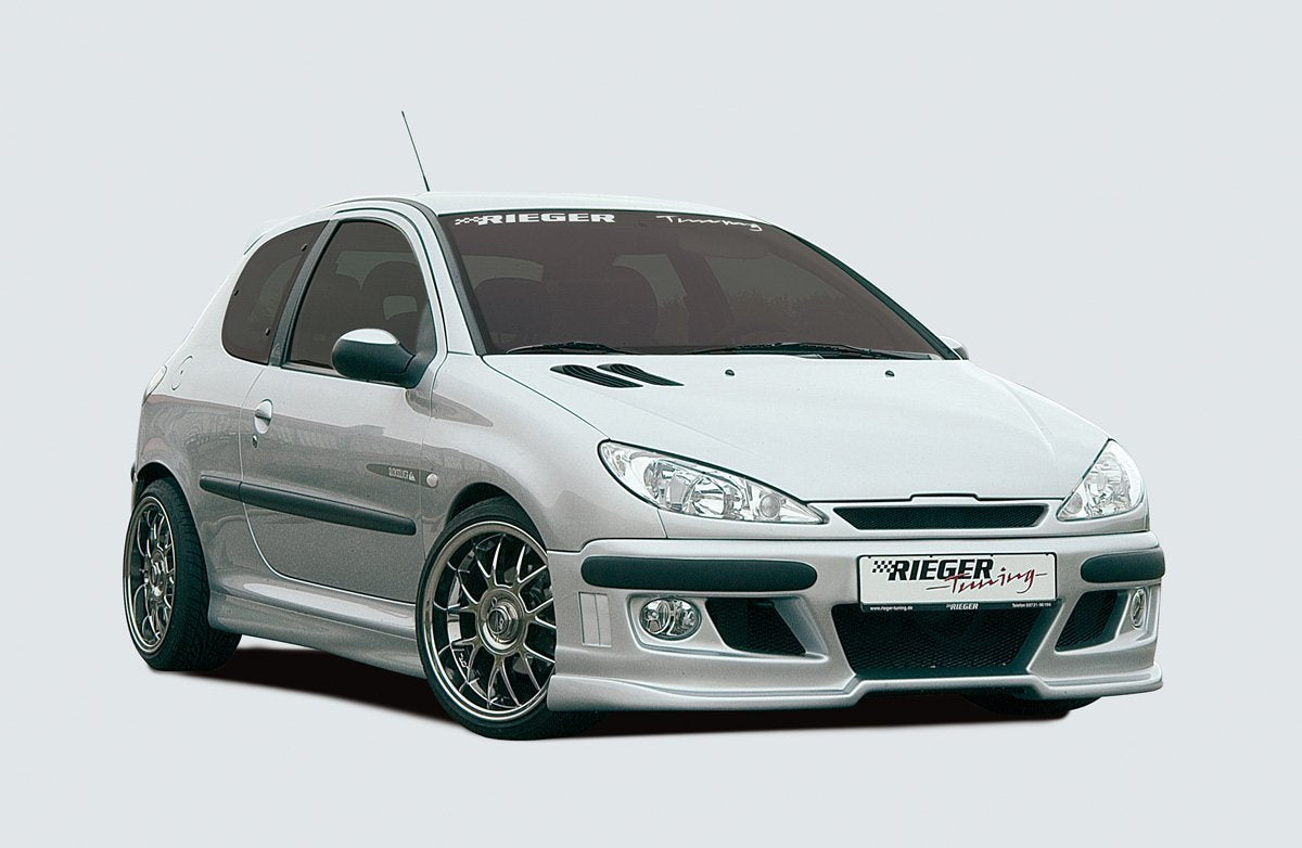 Peugeot 206 Rieger Spoilerstoßstange mit seitlichen Rippen, ABS,
inkl. Alugitter, Montagezubehör, ABE