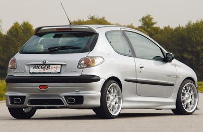 Peugeot 206 Rieger Heckansatz nur für kleine orig. Heckschürze am Fzg. kleine Version, ABS,
inkl. Alugitter, Montagezubehör, ABE