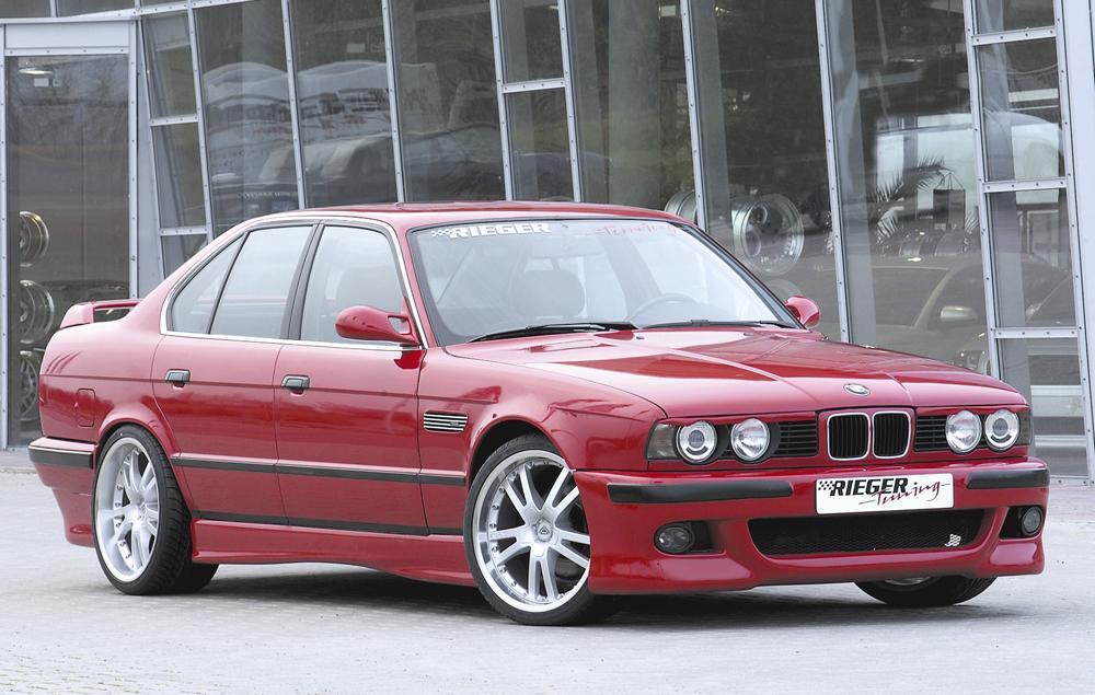 BMW 5er E34 Rieger Spoilerstoßstange E39-Look --> nicht für M5-Modelle mit Halter f. orig. NSW, ABS,
inkl. Alugitter, Gutachten, Montagezubehör