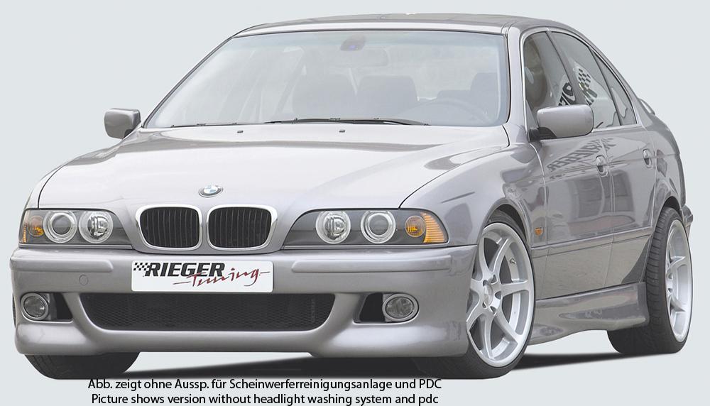 BMW 5er E39 Rieger Spoilerstoßstange mit Halter f. orig. NSW, ABS, für Fzg. mit Scheinwerferreinigungsanlage, Einparkhilfe (PDC),
inkl. Alugitter, Gutachten, Montagezubehör