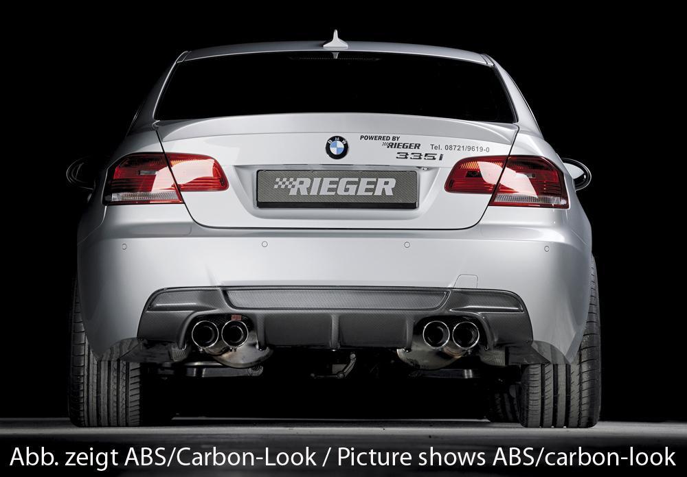 BMW 3er E92 Rieger Heckeinsatz Nur für 335i ! für Doppelendrohr li. u. re. (335i-Look), (4x90mm ø), ABS, für Fzg. mit M-Technik,
inkl. Montagezubehör, Gutachten