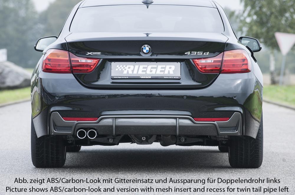 BMW 4er F32 (3C) Rieger Heckeinsatz nur für M-Paket-Heckschürze für orig. Endrohr li., ABS, für Fzg. mit M-Technik,
inkl. Montagezubehör, Gutachten