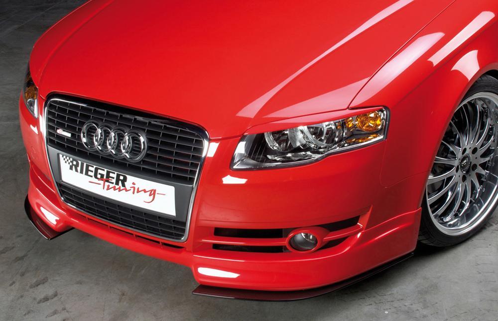 Audi A4 (8E) Typ B7 Rieger Spoilerlippe -> nur passend für 5 kleine Schächte unterm Grill! ABS, für Fzg. ohne S-Line Exterieur,
inkl. Montagezubehör, ABE