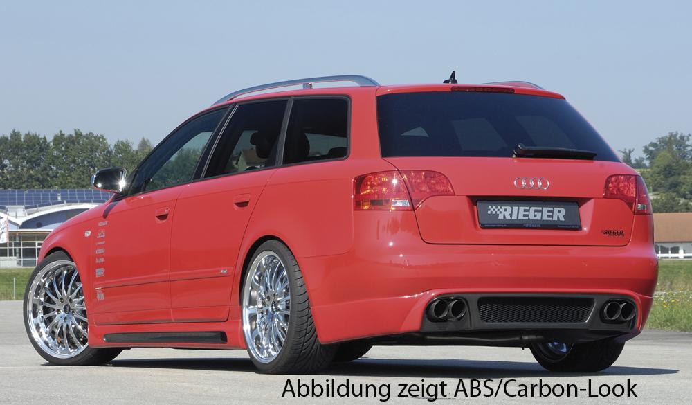 Audi A4 (8E) Typ B7 Rieger Heckschürzenansatz für Doppelendrohr li. u. re., ABS, für Fzg. mit S-Line Exterieur und ohne S-Line Exterieur,
inkl. Alugitter, Gutachten, Montagezubehör