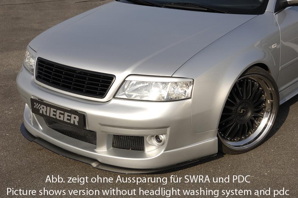 Audi A6 (4B) Rieger Spoilerstoßstange S6-Look -> bis Bj. 2001, nicht für V8! ABS, für Fzg. mit Scheinwerferreinigungsanlage,
inkl. Alugitter, Montagezubehör, ABE
