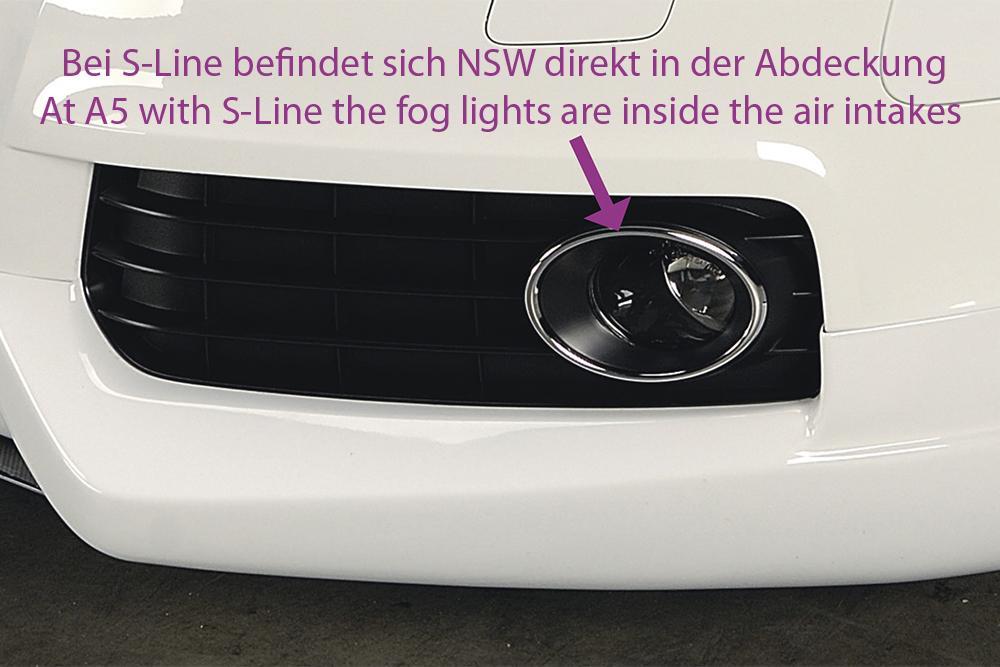 Audi A5 (B8/B81) Rieger Spoilerlippe ABS, für Fzg. mit S-Line Exterieur,
inkl. Montagezubehör, ABE