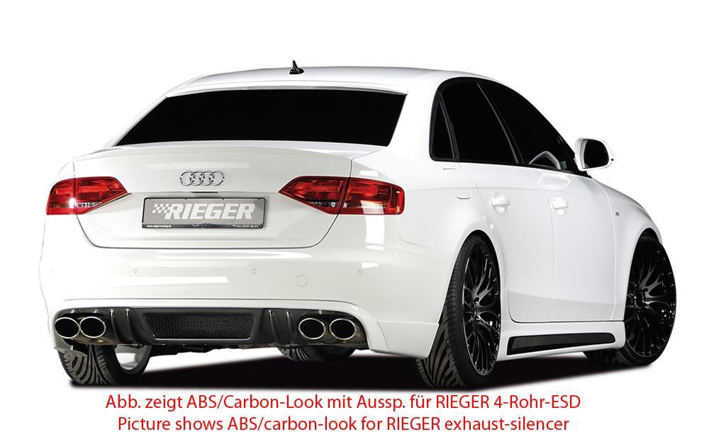 Audi A4 (B8/B81) Rieger Heckschürzenansatz für orig. Doppelendrohr li, ABS, für Fzg. ohne S-Line Exterieur,
inkl. Montagezubehör, Alugitter, Gutachten