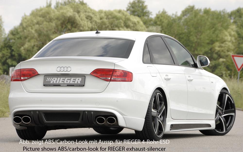 Audi A4 S4 (B8/B81) Rieger Heckschürzenansatz für orig. Doppelendrohr li u. re, ABS, für Fzg. mit S-Line Exterieur,
inkl. Alugitter, Montagezubehör, Gutachten
