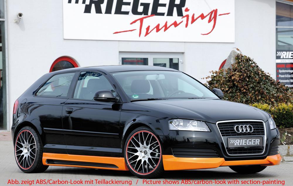 Audi A3 (8P) Rieger Seitenschweller links, mit Schacht, mit Ausschnitt, ABS, für Fzg. mit S-Line Exterieur und ohne S-Line Exterieur,
inkl. Alugitter, Montagezubehör, Gutachten