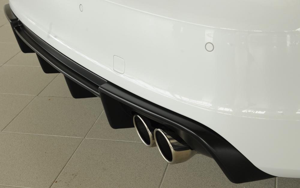 Audi A3 (8V) Rieger Heckeinsatz für Doppelendrohr li. u. re., (4x90mm ø), ABS, für Fzg. mit S-Line Exterieur,
inkl. Montagezubehör, Gutachten