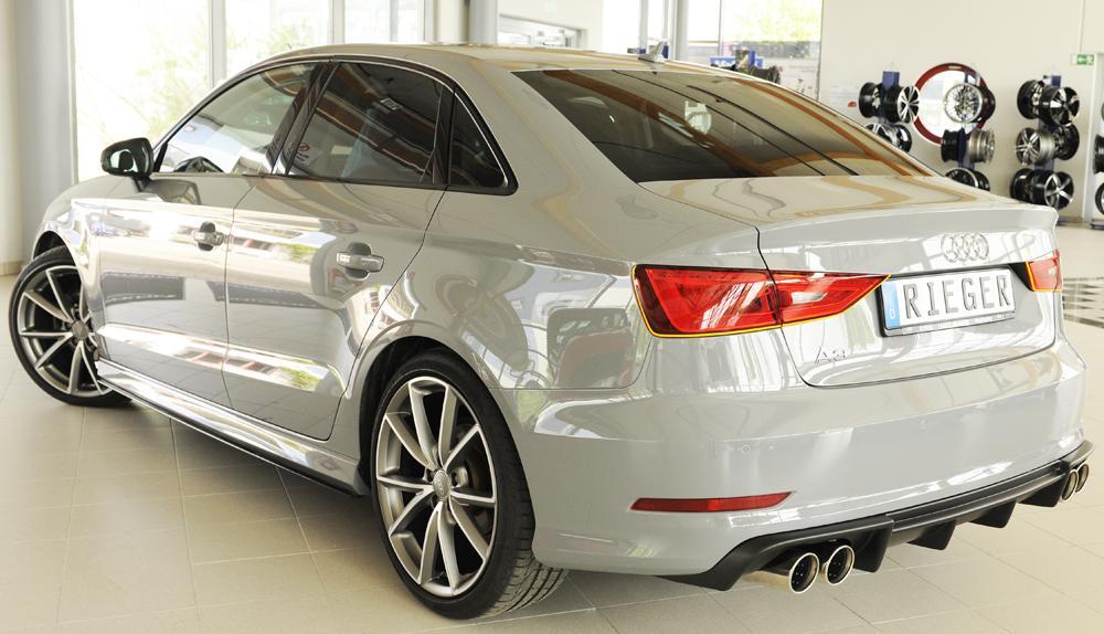 Audi A3 (8V) Rieger Heckeinsatz für Doppelendrohr li. u. re., (4x90mm ø), ABS, für Fzg. mit S-Line Exterieur,
inkl. Montagezubehör, Gutachten
