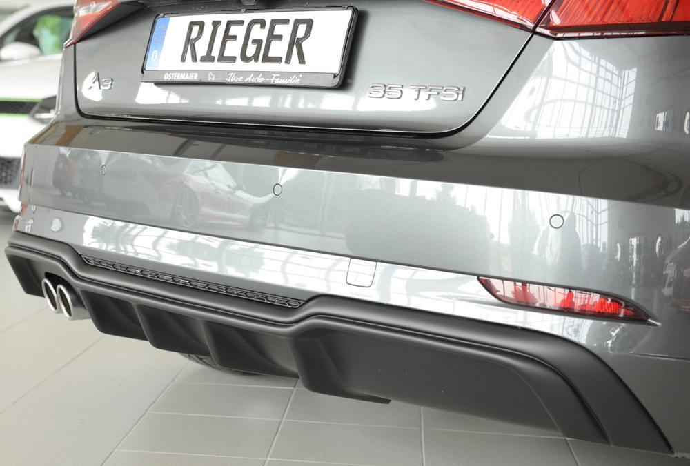 Audi A3 (8V) Rieger Heckeinsatz für Doppelendrohr li., ABS, für Fzg. mit S-Line Exterieur,
inkl. Montagezubehör, Gutachten