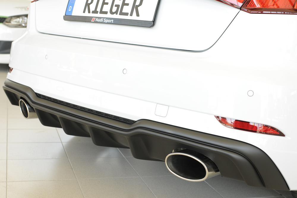 Audi A3 (8V) Rieger Heckeinsatz für Sportendrohr li. u. re., (152x95mm oval), ABS, für Fzg. mit S-Line Exterieur,
inkl. Montagezubehör, Gutachten