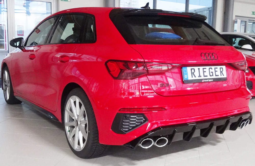 Audi A3 (GY) Rieger Heckeinsatz für Doppelendrohr li. u. re., (4x100x81mm oval), ABS, für Fzg. mit S-Line Exterieur,
inkl...