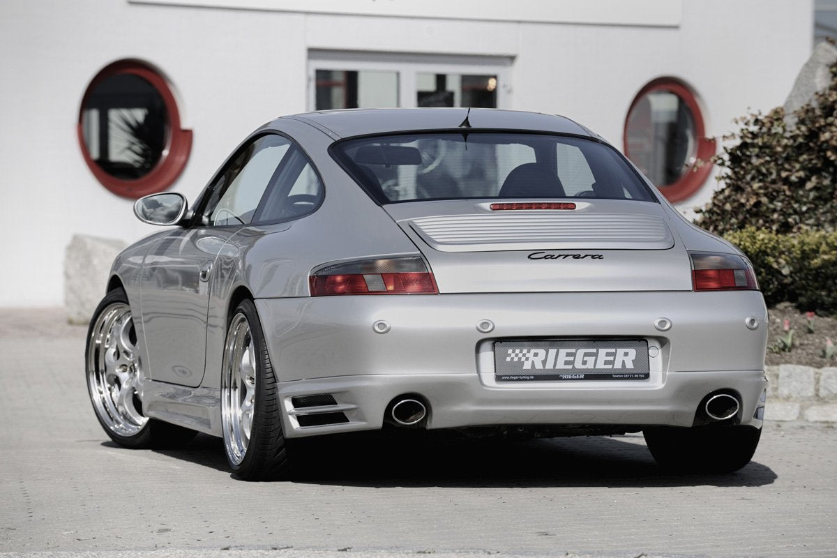 Porsche 911 (Typ 996) Rieger Heckschürzenansatz für Endrohr li. u. re., ABS,
inkl. Alugitter, Montagezubehör, Gutachten