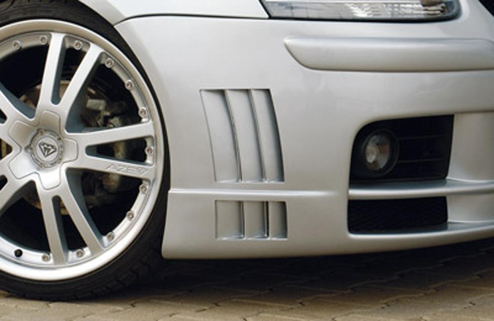 VW Golf 5 Rieger Spoilerstoßstange Abdeckkappen werden vom orig. übernommen! mit Lüftungsschlitzen, oben, unten, ABS, für Fzg. mit Scheinwerferreinigungsanlage,
inkl. Alugitter, Montagezubehör, ABE